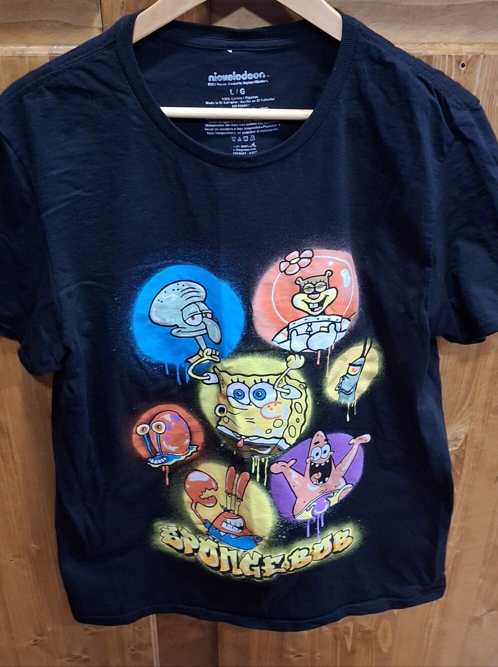 Nickelodeon Black SpongeBob Character Bubble Graphic Tee Mens Large